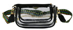 Clear Double Zip Crossbody Bag With Guitar/Chain Strap
