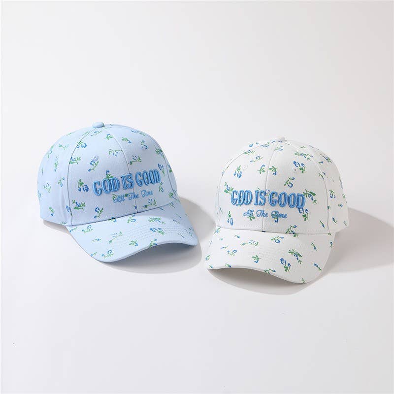 God Is Good All The Time Floral Hat