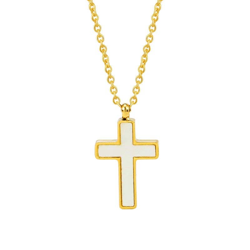 White Jeweled Cross Necklace