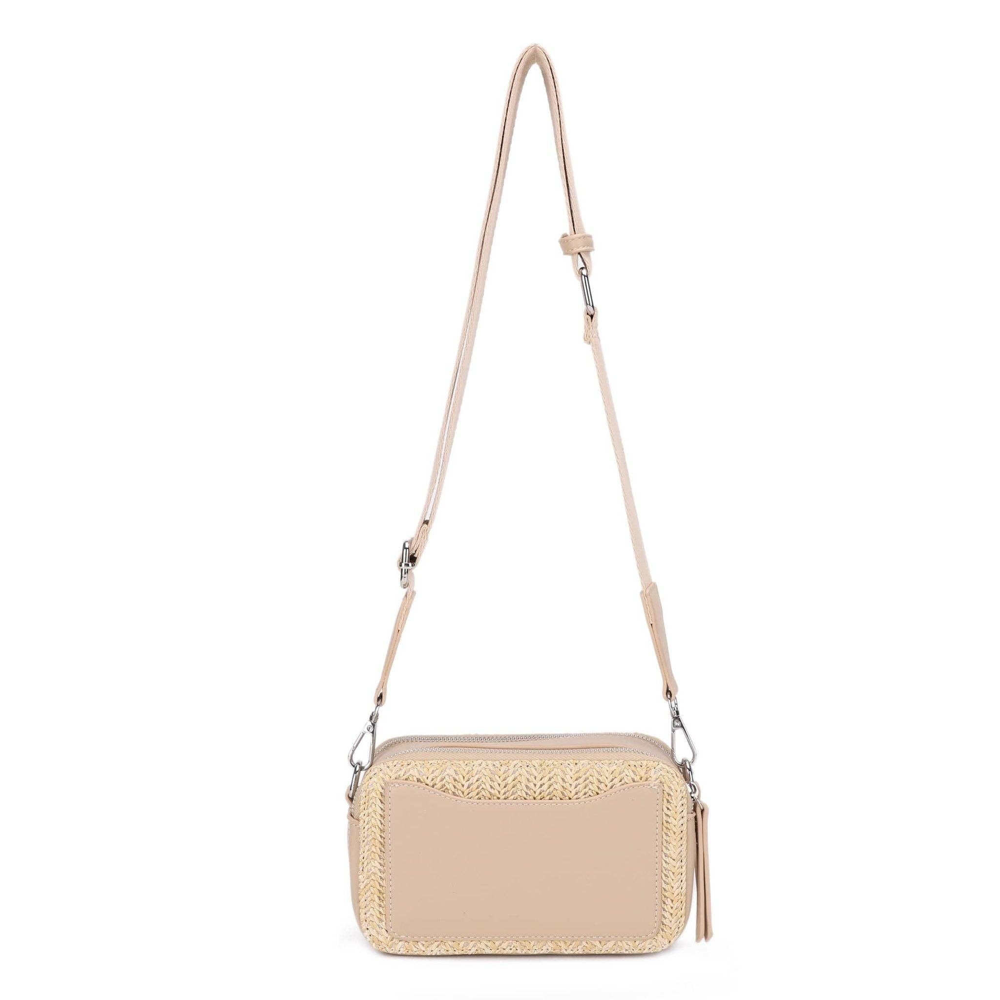 Jeena Two Tone Straw Crossbody Bag