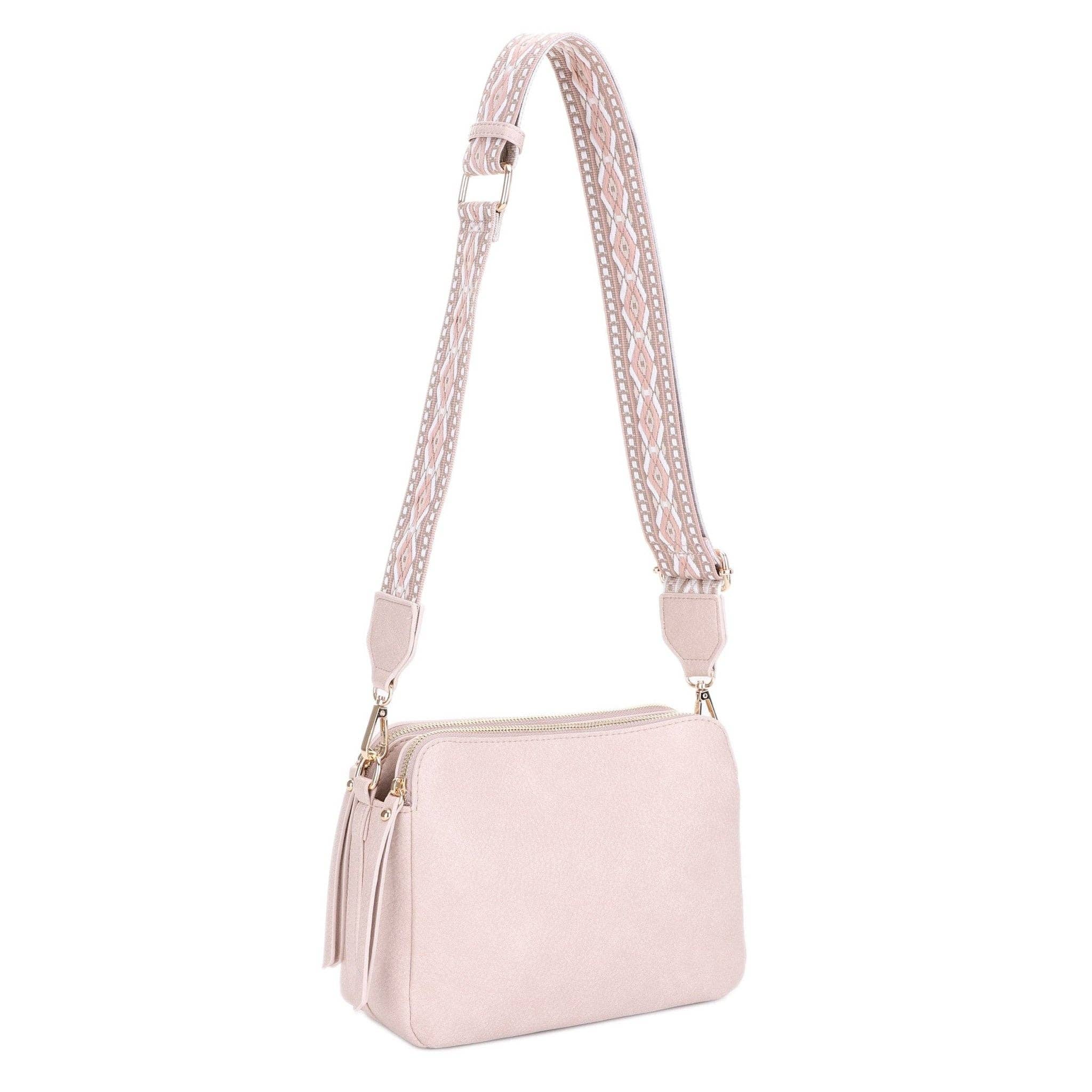 Mila 3 Compartment Crossbody Bag With Guitar Strap