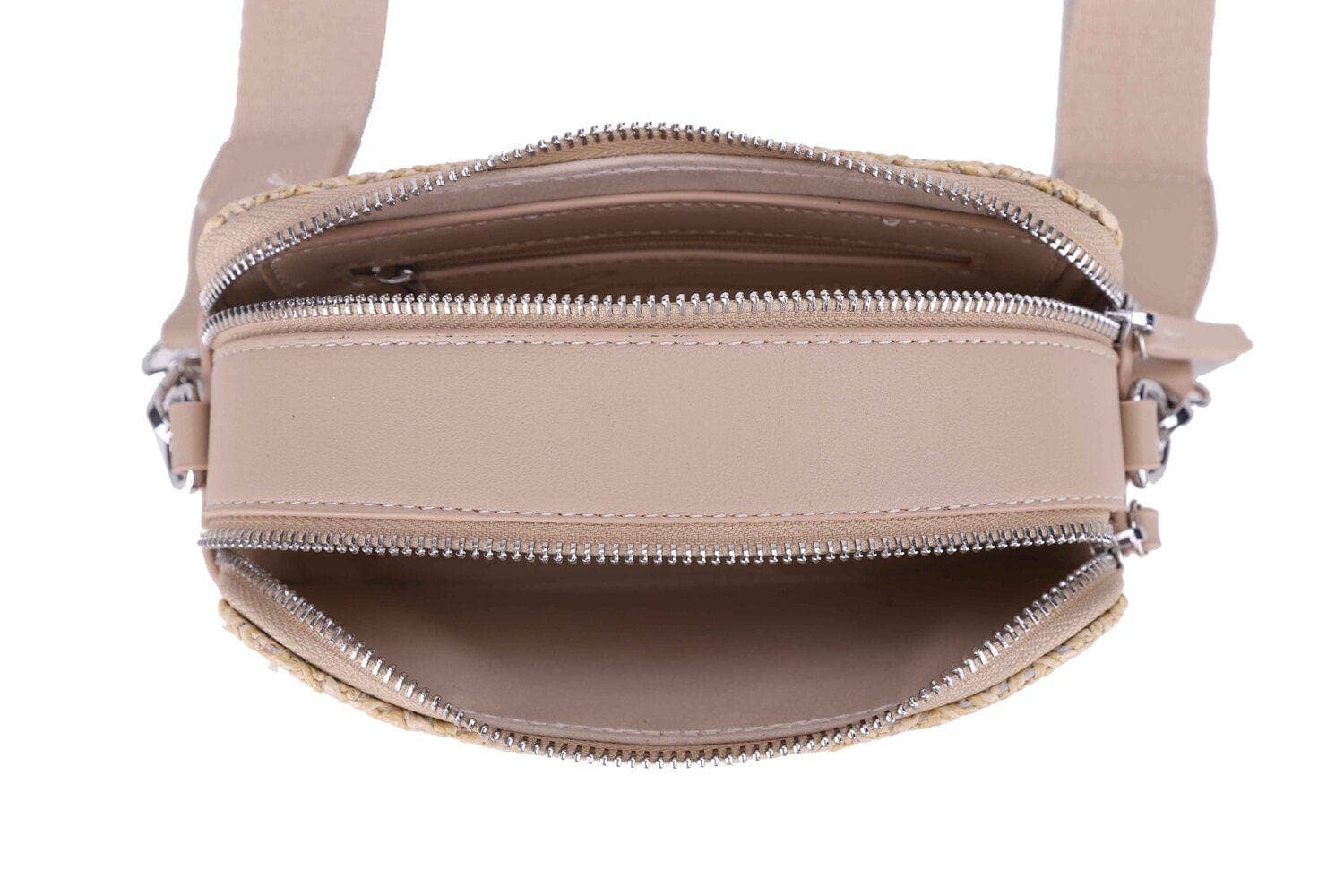 Jeena Two Tone Straw Crossbody Bag