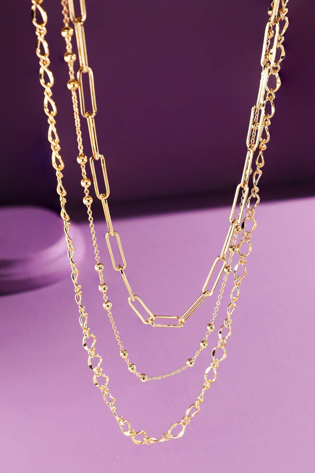 3-Layer Multi-Link Gold Necklace