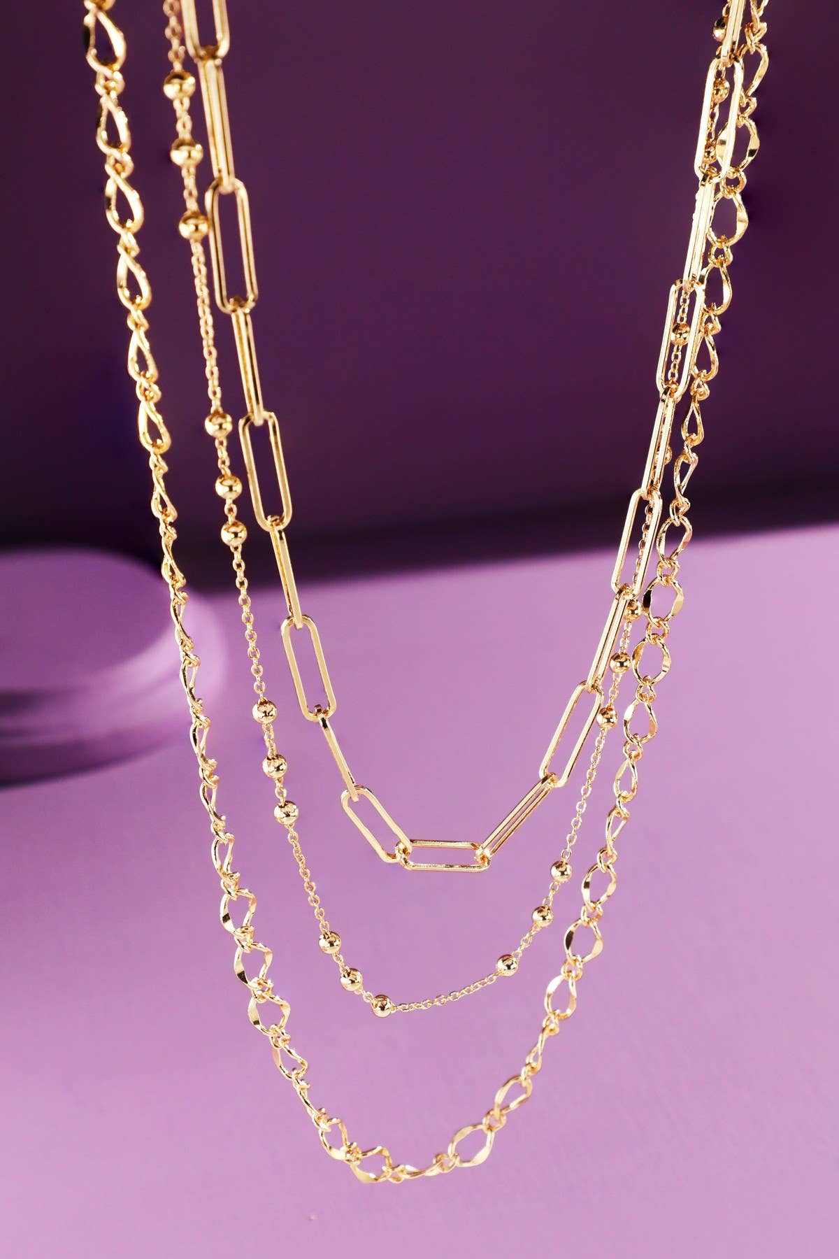 3-Layer Multi-Link Gold Necklace