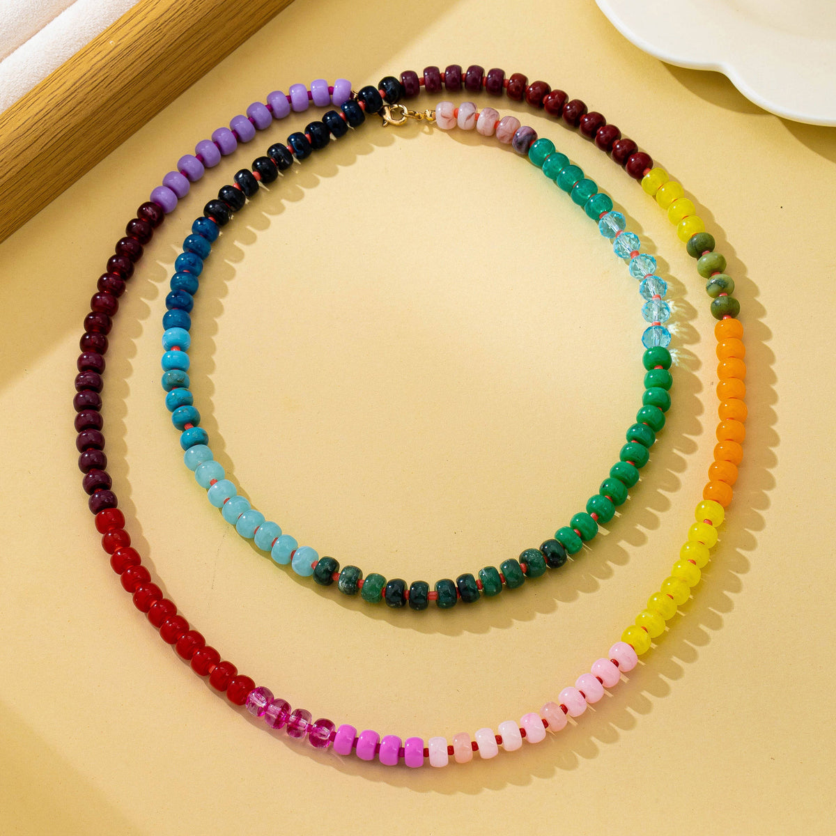 Gemstone-Inspired Long Multicolor Bead Necklace