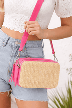 Jeena Two Tone Straw Crossbody Bag