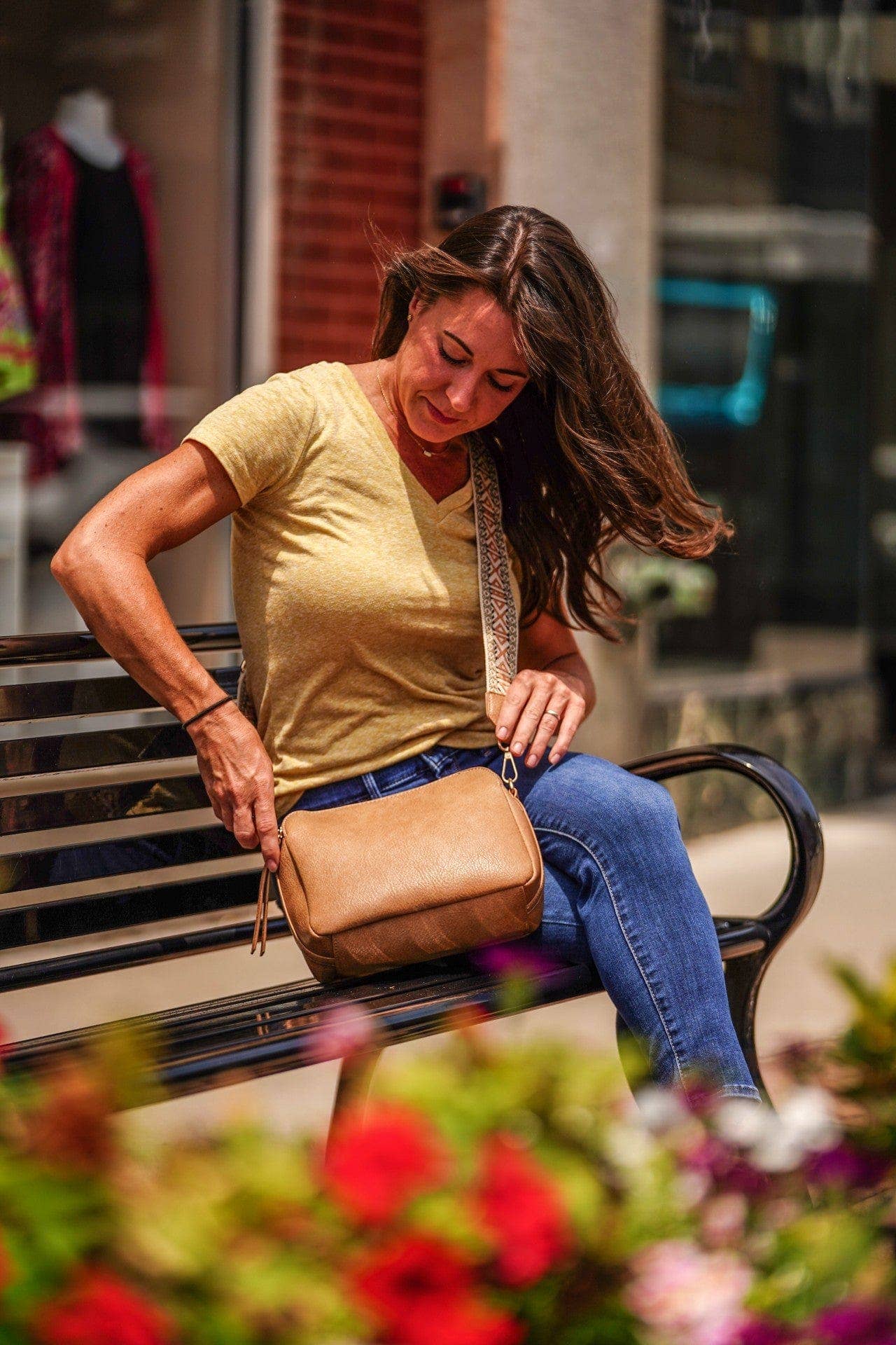 Mila 3 Compartment Crossbody Bag With Guitar Strap