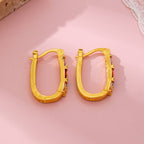 Rainbow Gemstone Bar Hoop Earrings