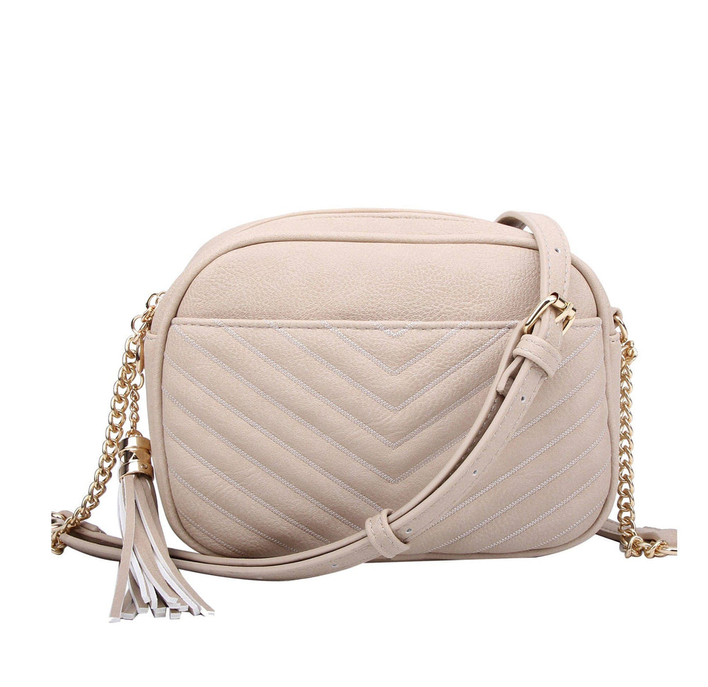 Lindsay Double Zip Chevron Crossbody Bag