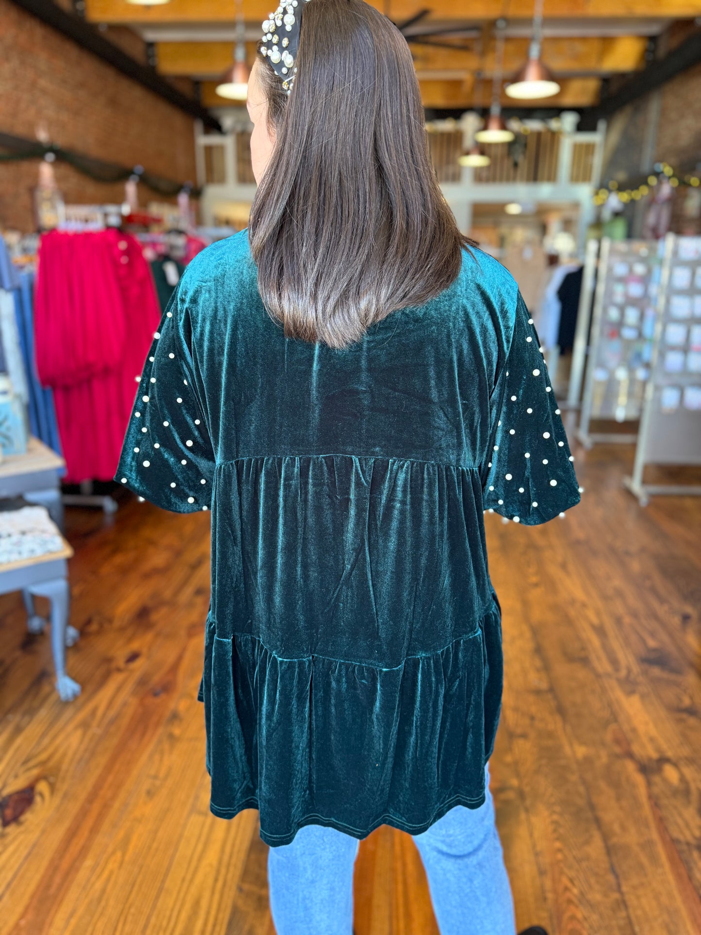 Velvet Pearl Tunic Blouse