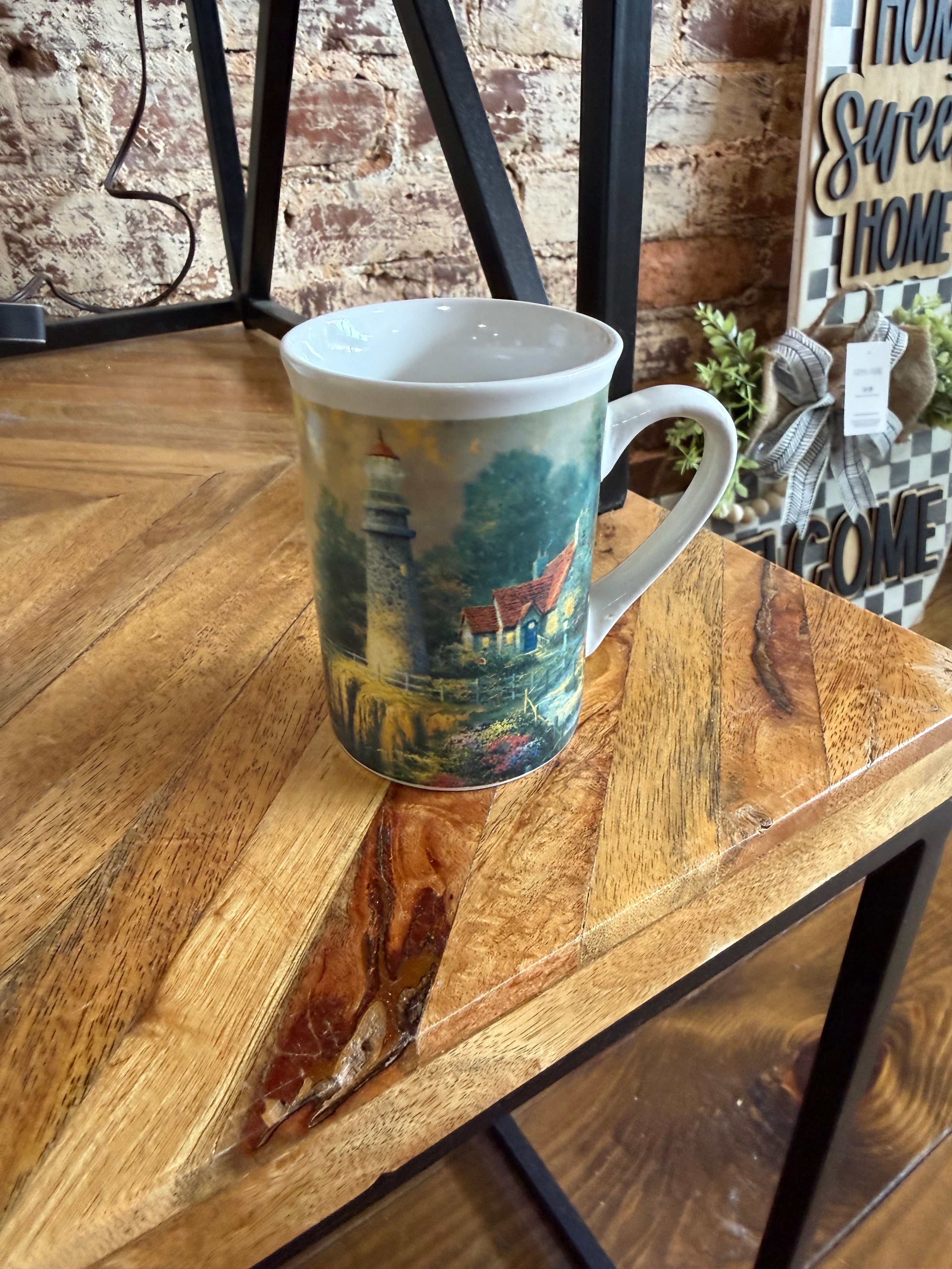 Thomas Kinkade Lighthouse Cottage Mug