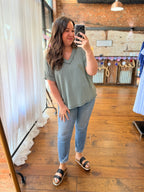 Simple Ribbed Dolman Top - Jade