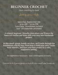 Beginner Crochet Class - September 5
