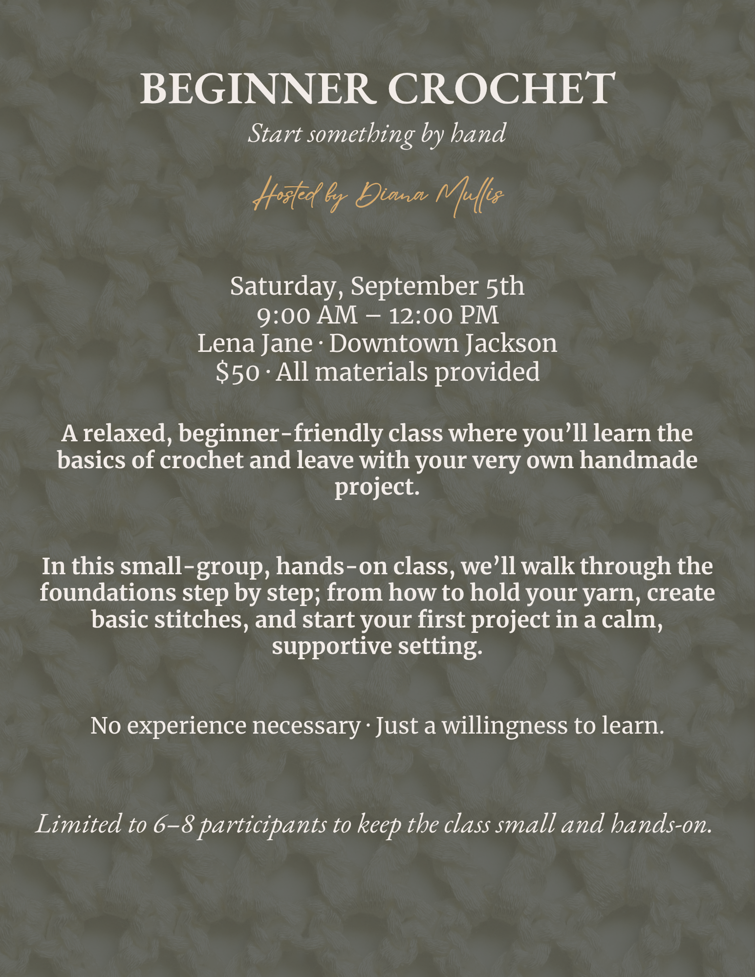 Beginner Crochet Class - September 5