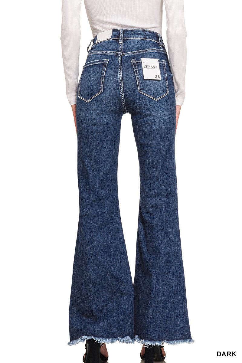 Zelda High Rise Raw Hem Flare Jeans