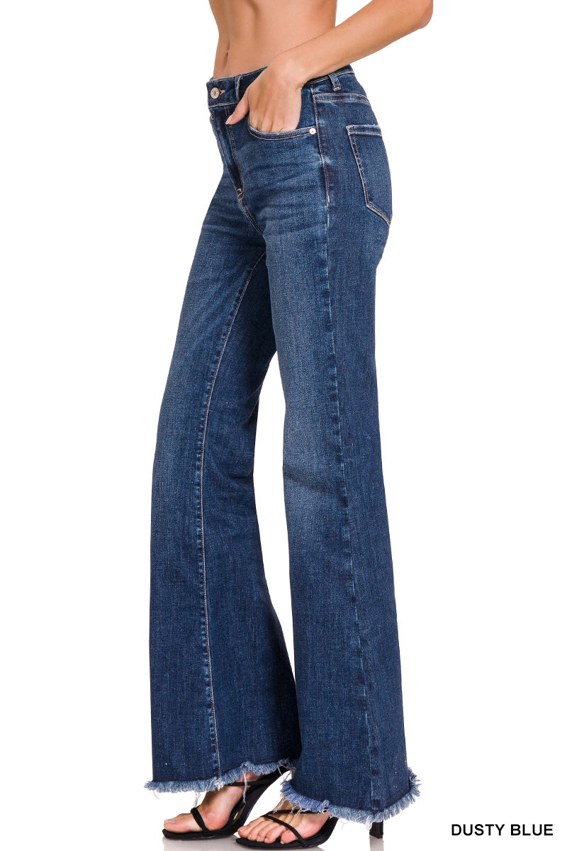 Zelda High Rise Raw Hem Flare Jeans