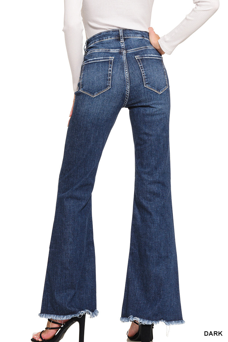 Zelda High Rise Raw Hem Flare Jeans