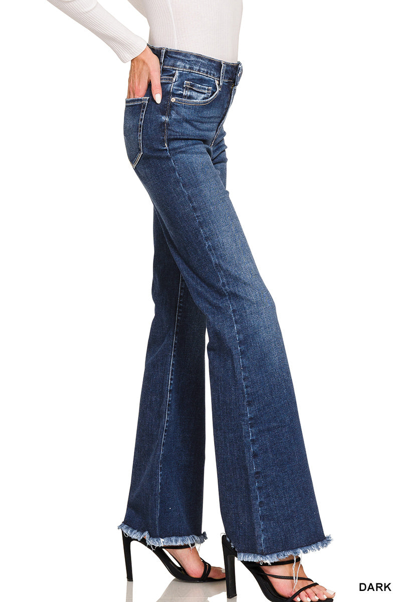 Zelda High Rise Raw Hem Flare Jeans