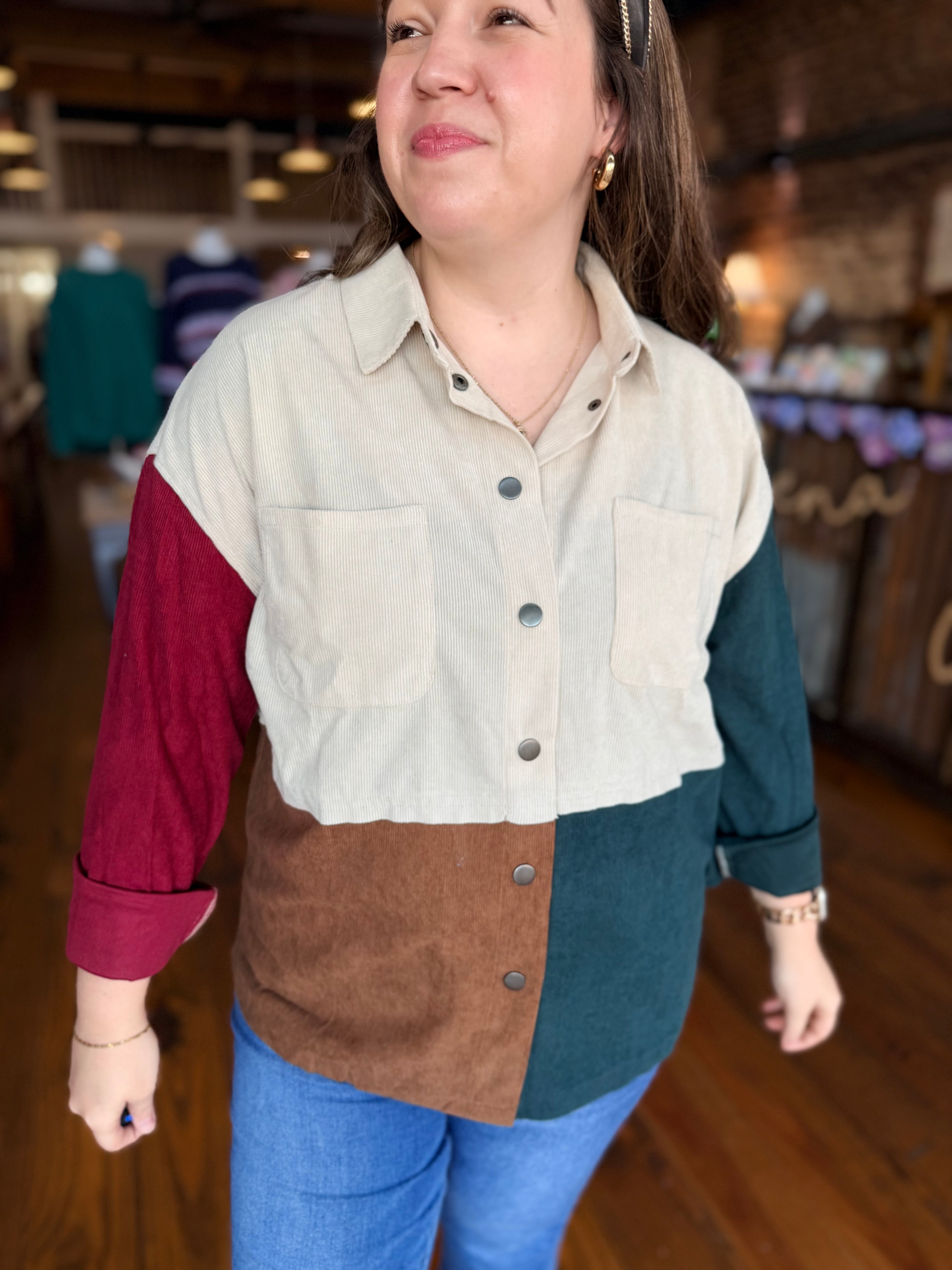 The Colorblock Cord Shacket