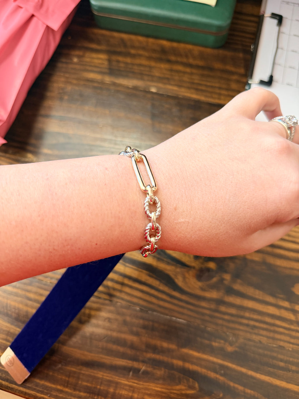 Gold Dipped Mixed Two Tone Chain Bracelet