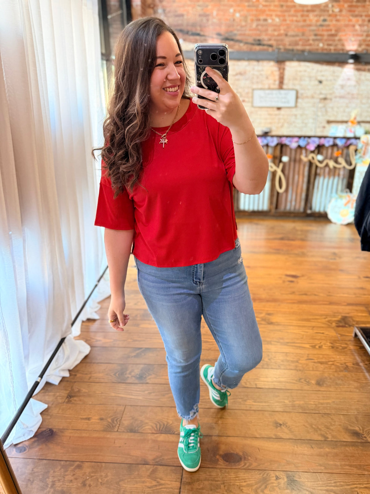 The Classic Red Ribbed Top