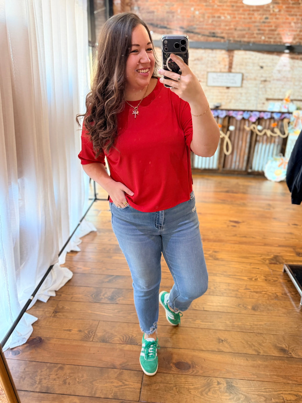 The Classic Red Ribbed Top