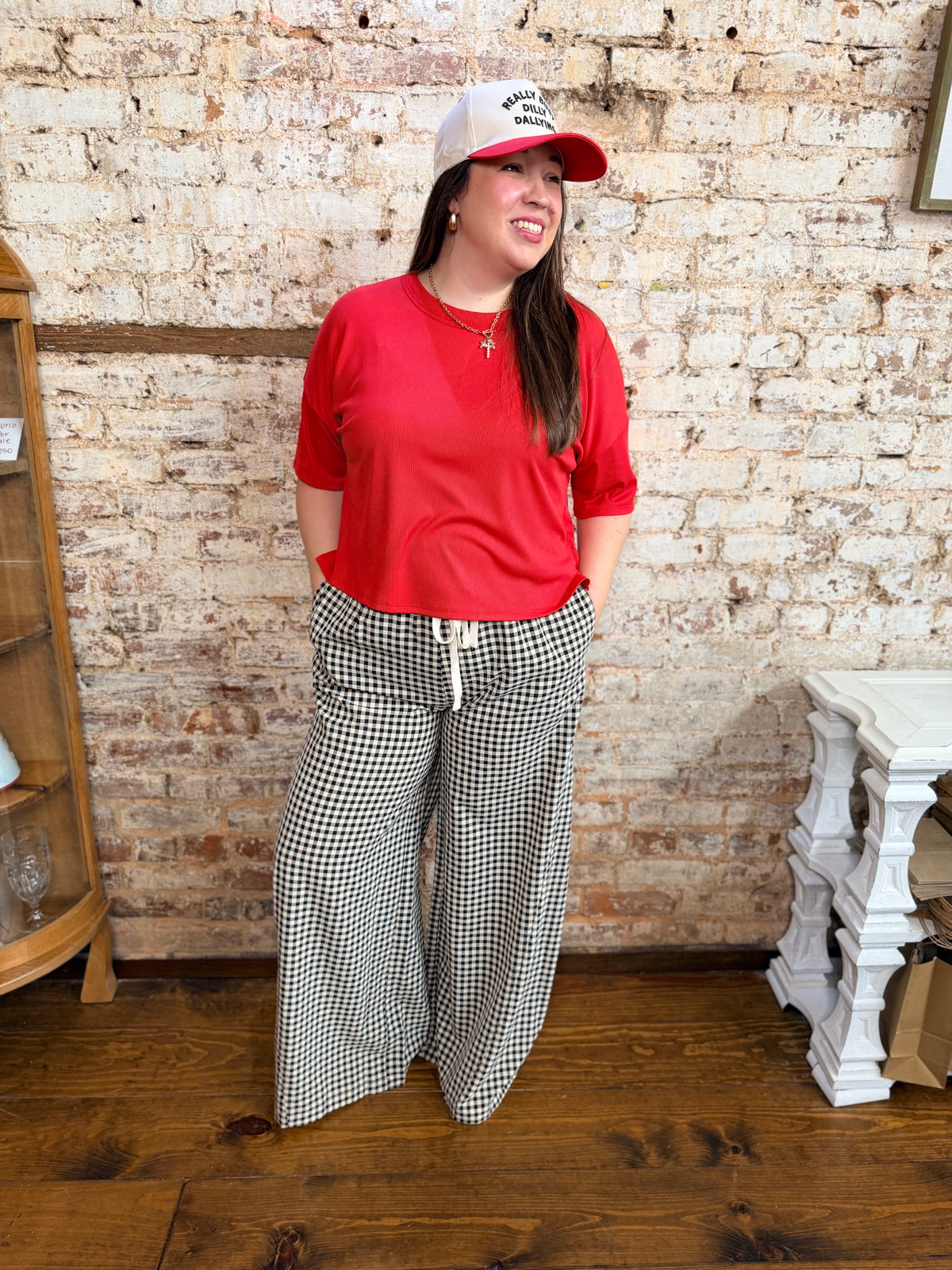 Check Please Wide Leg Pants