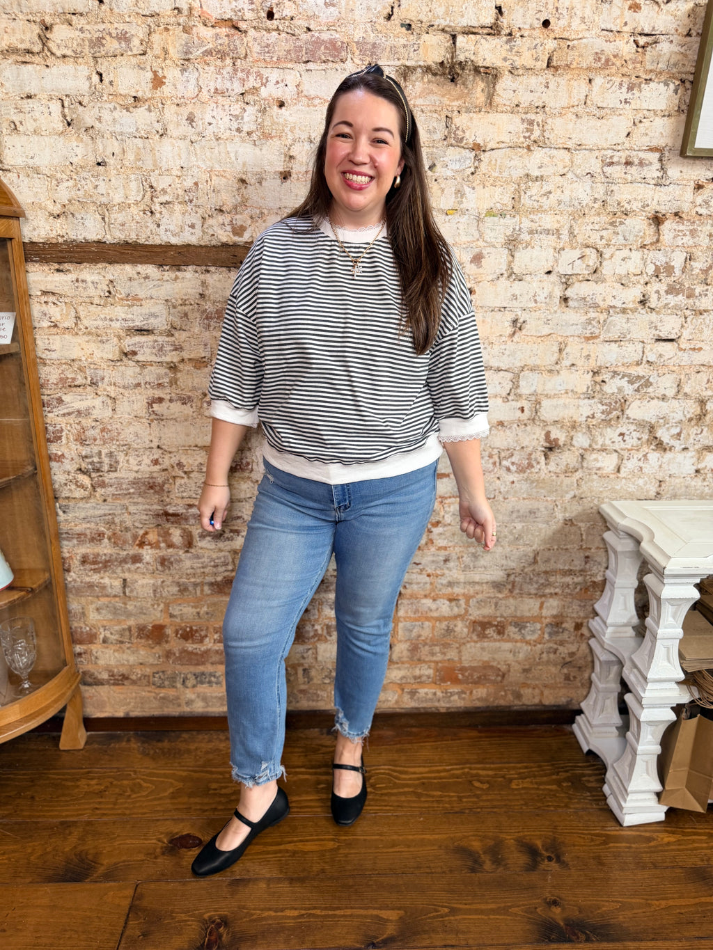 A Little Lace Striped Top