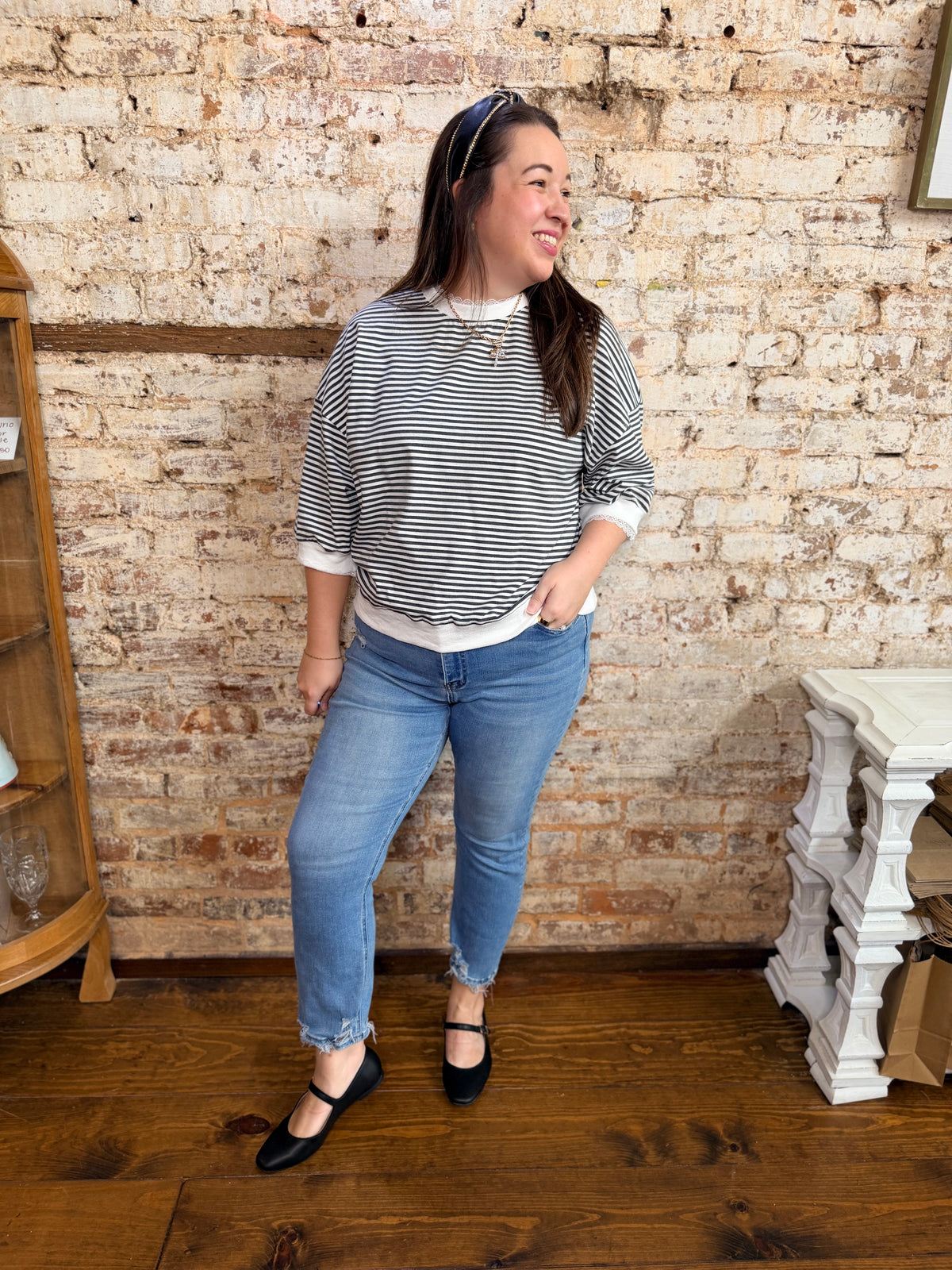 A Little Lace Striped Top