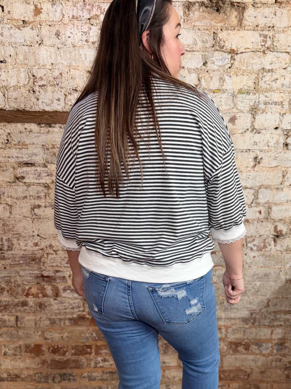 A Little Lace Striped Top