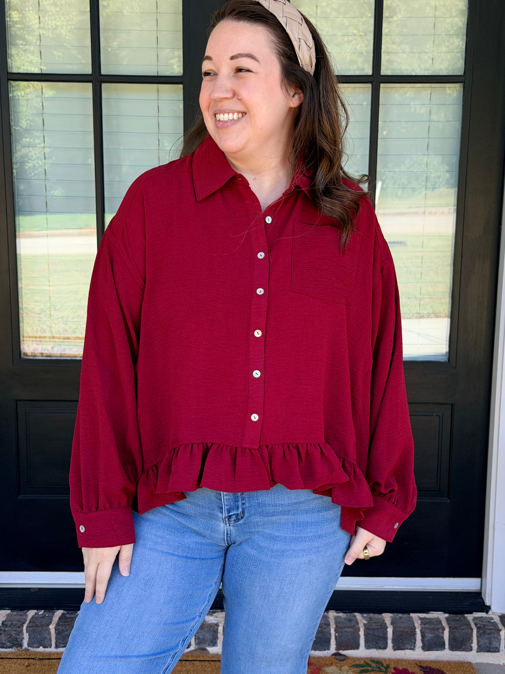 Cranberry Crush Ruffle Top