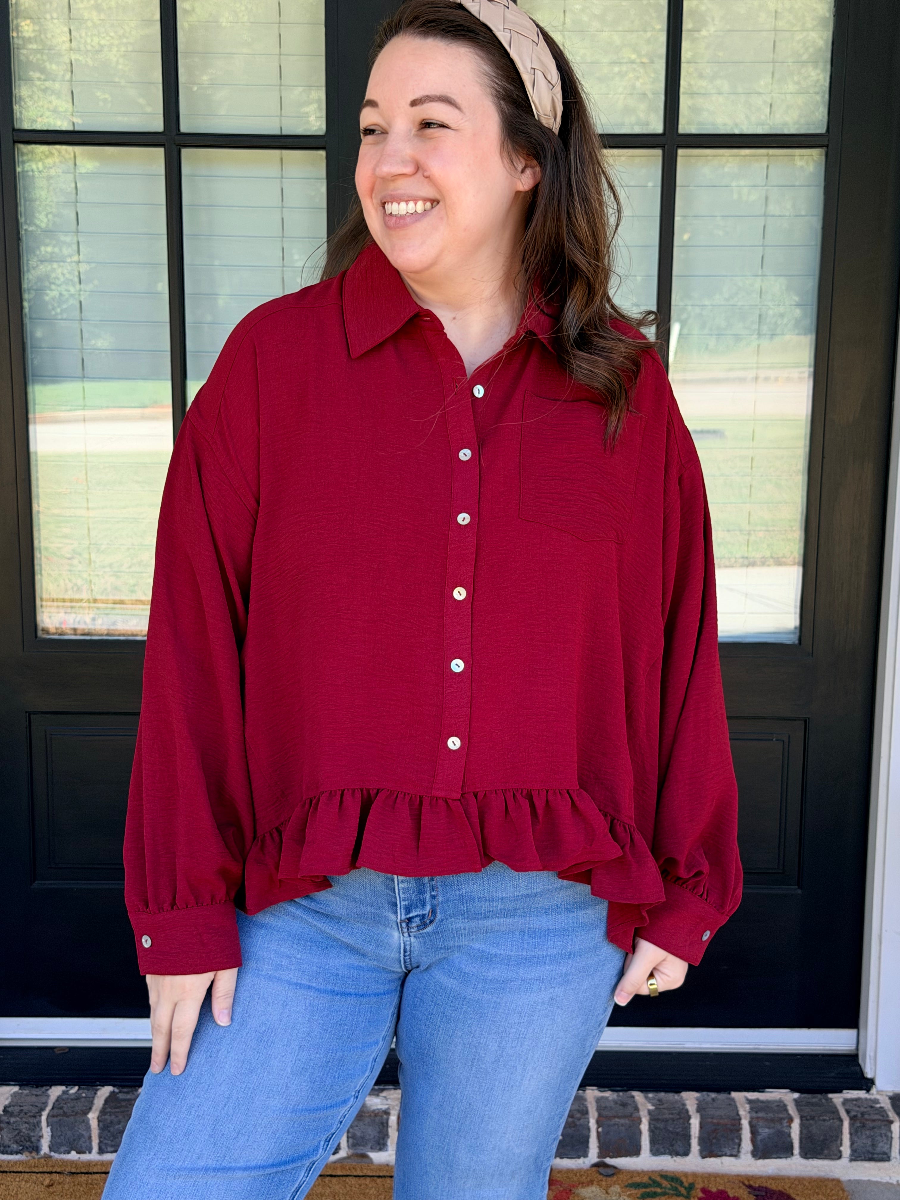 Cranberry Crush Ruffle Top
