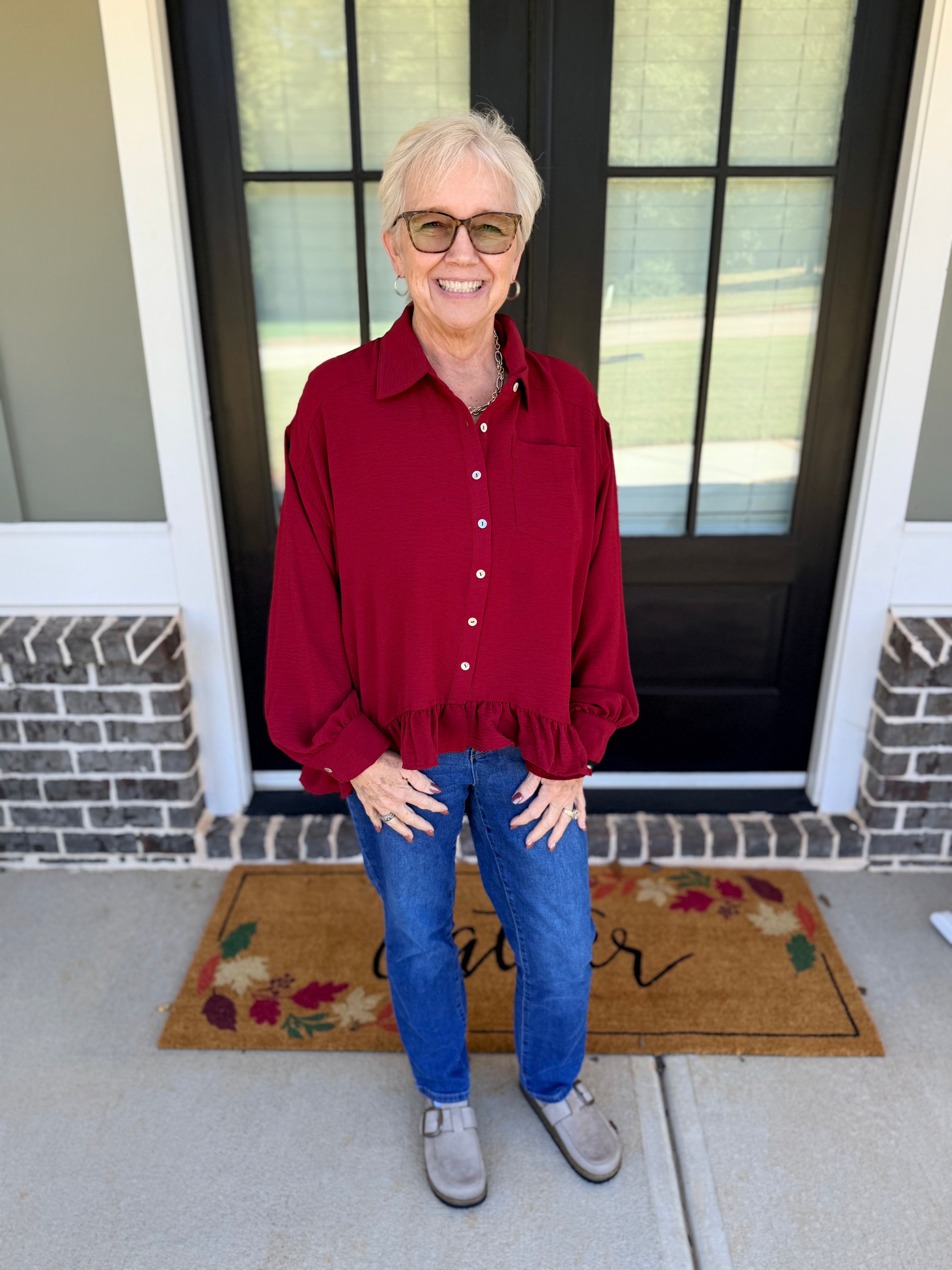 Cranberry Crush Ruffle Top