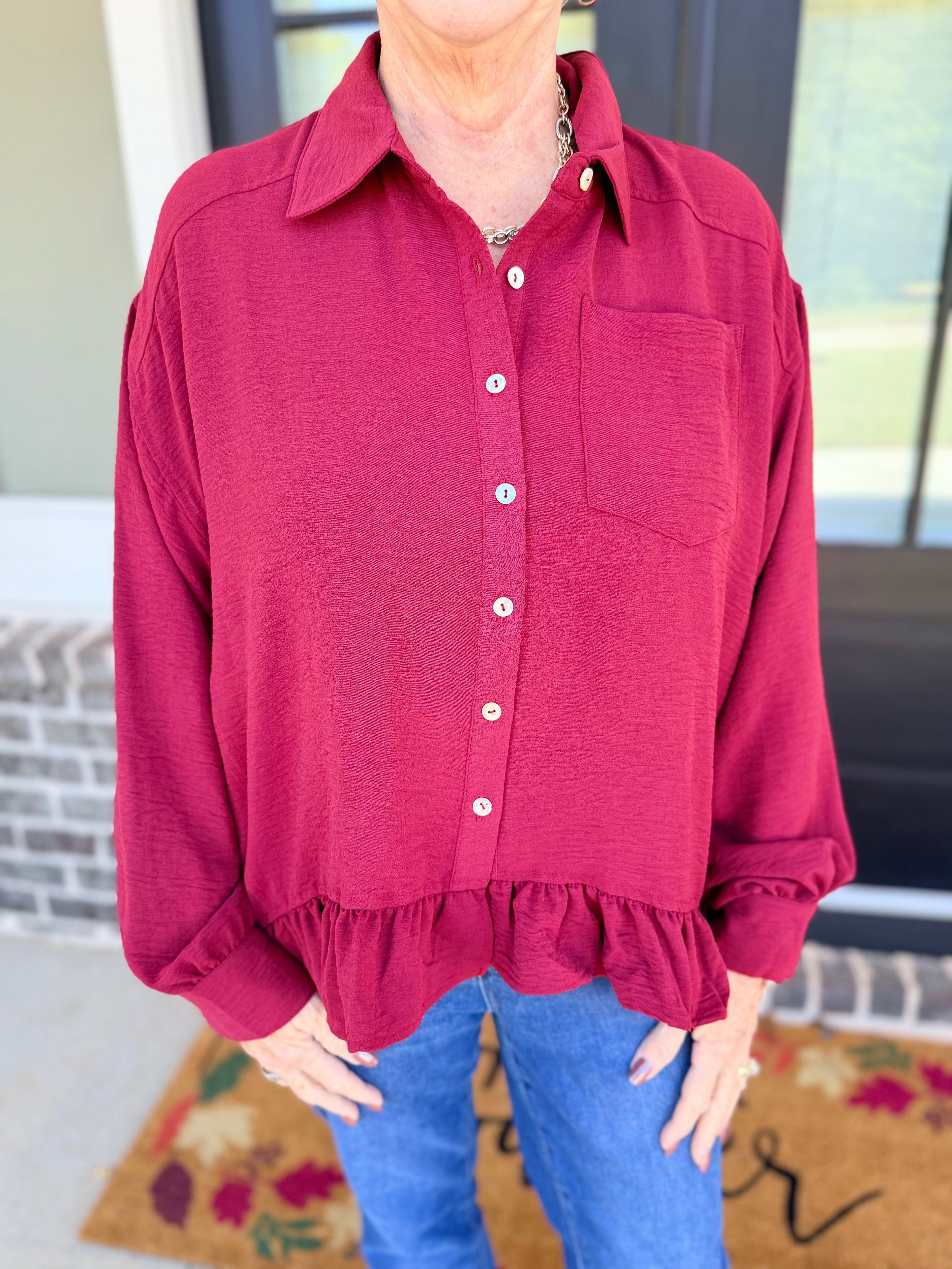 Cranberry Crush Ruffle Top