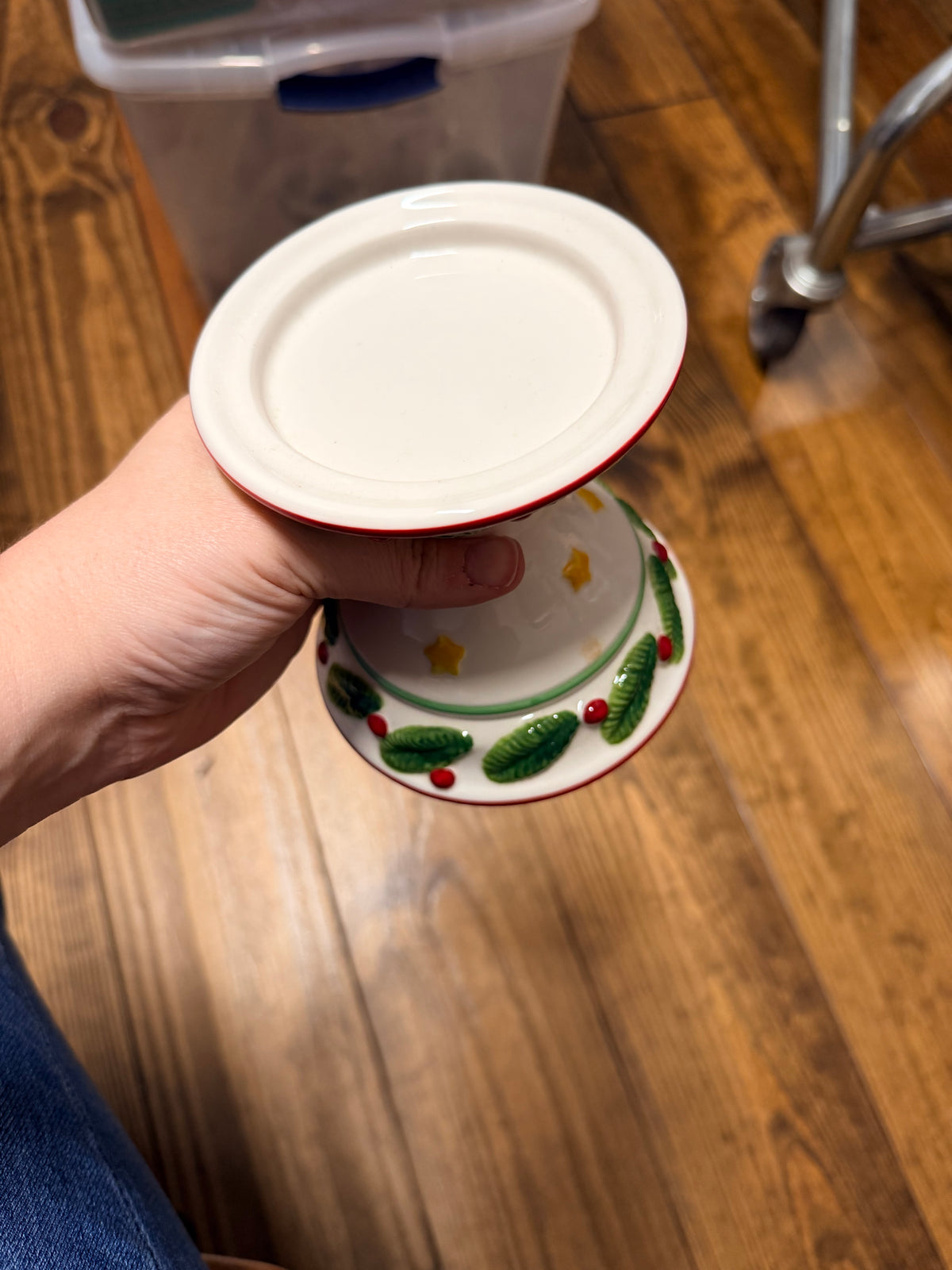Nikko Christmas Holly Ceramic Candle Holder