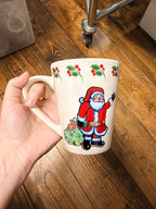 Retro Santa & Holly Christmas Mug
