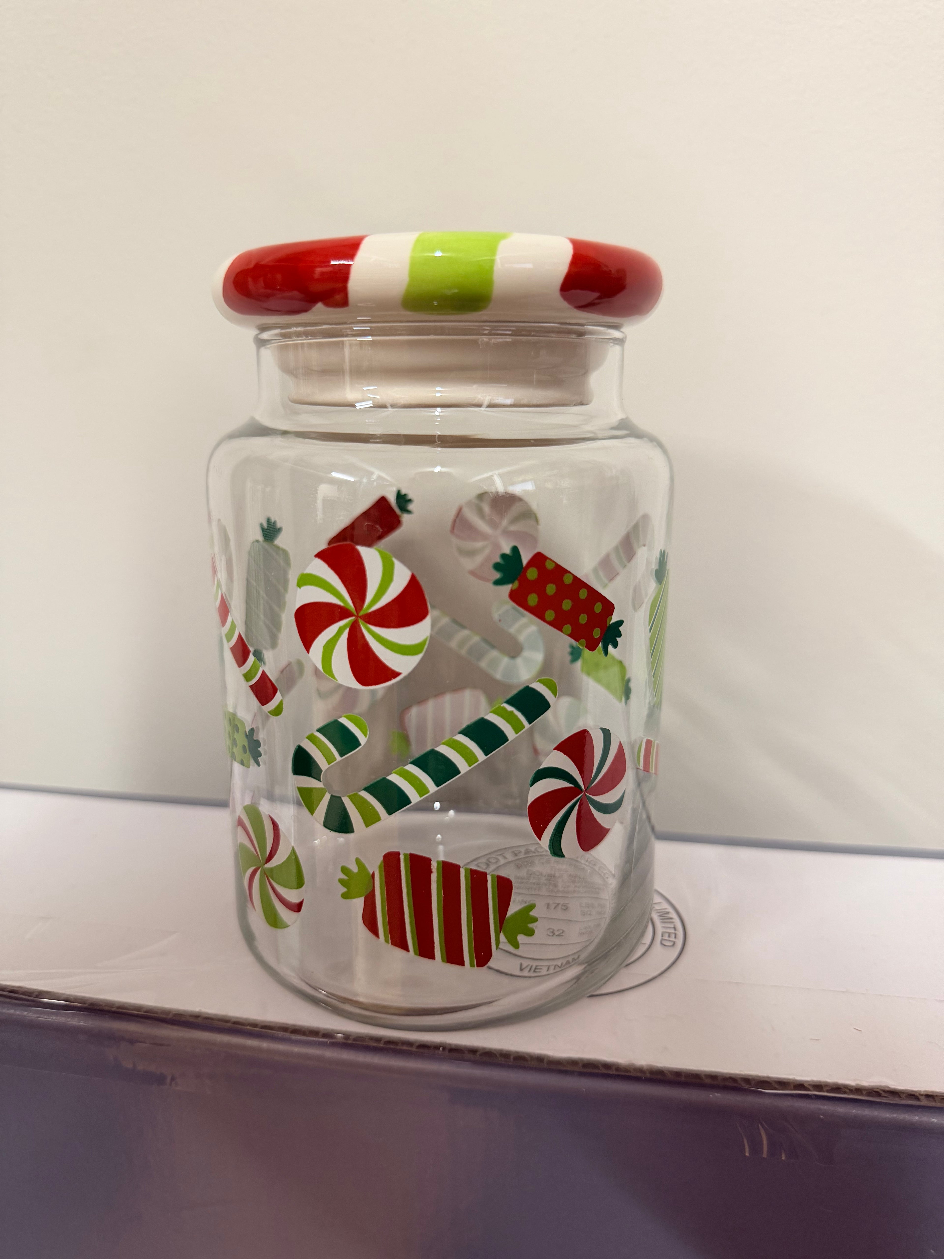 Christmas Candy Glass Storage Jar