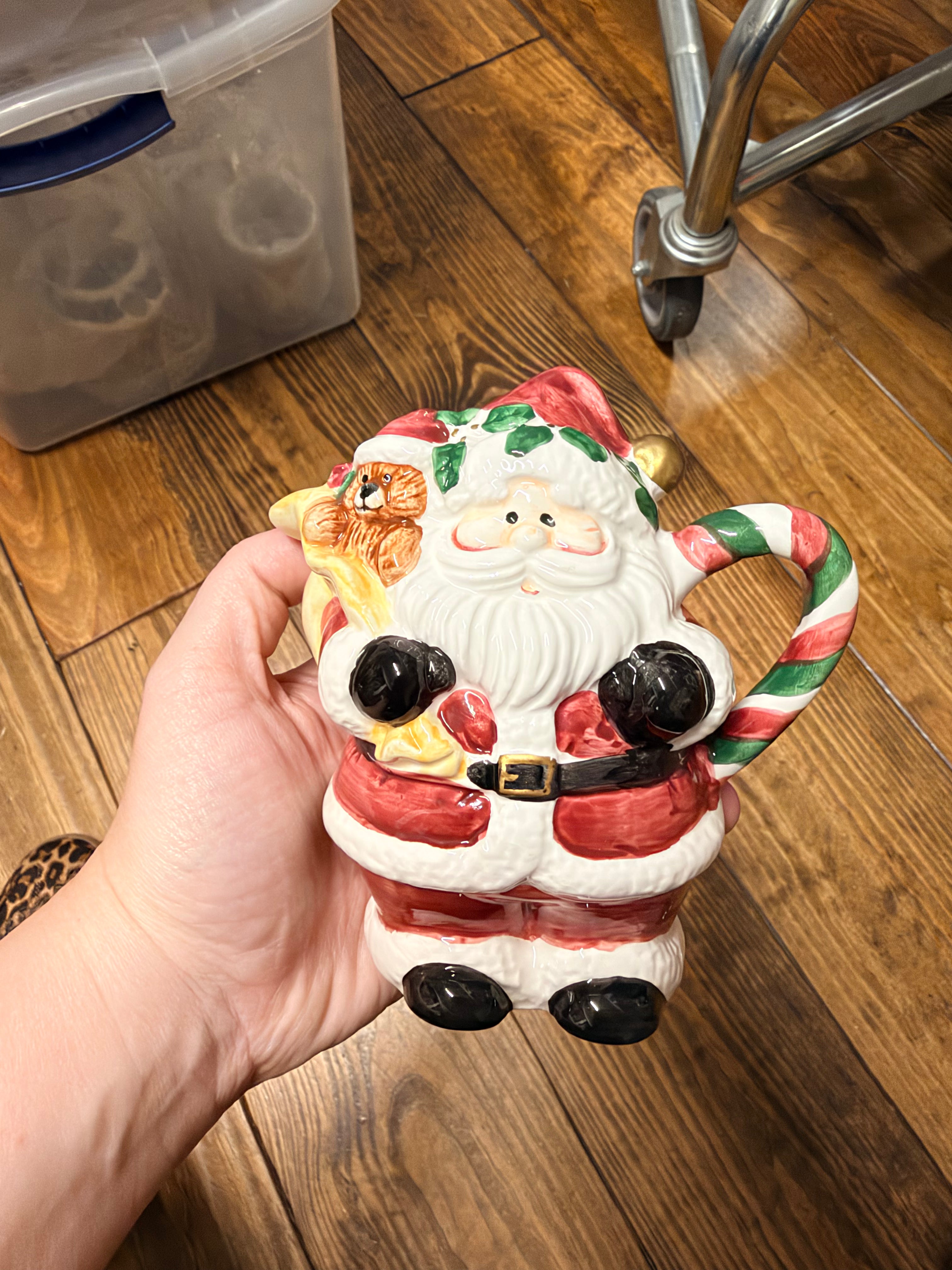 Vintage-Style Santa Ceramic Creamer Pitcher