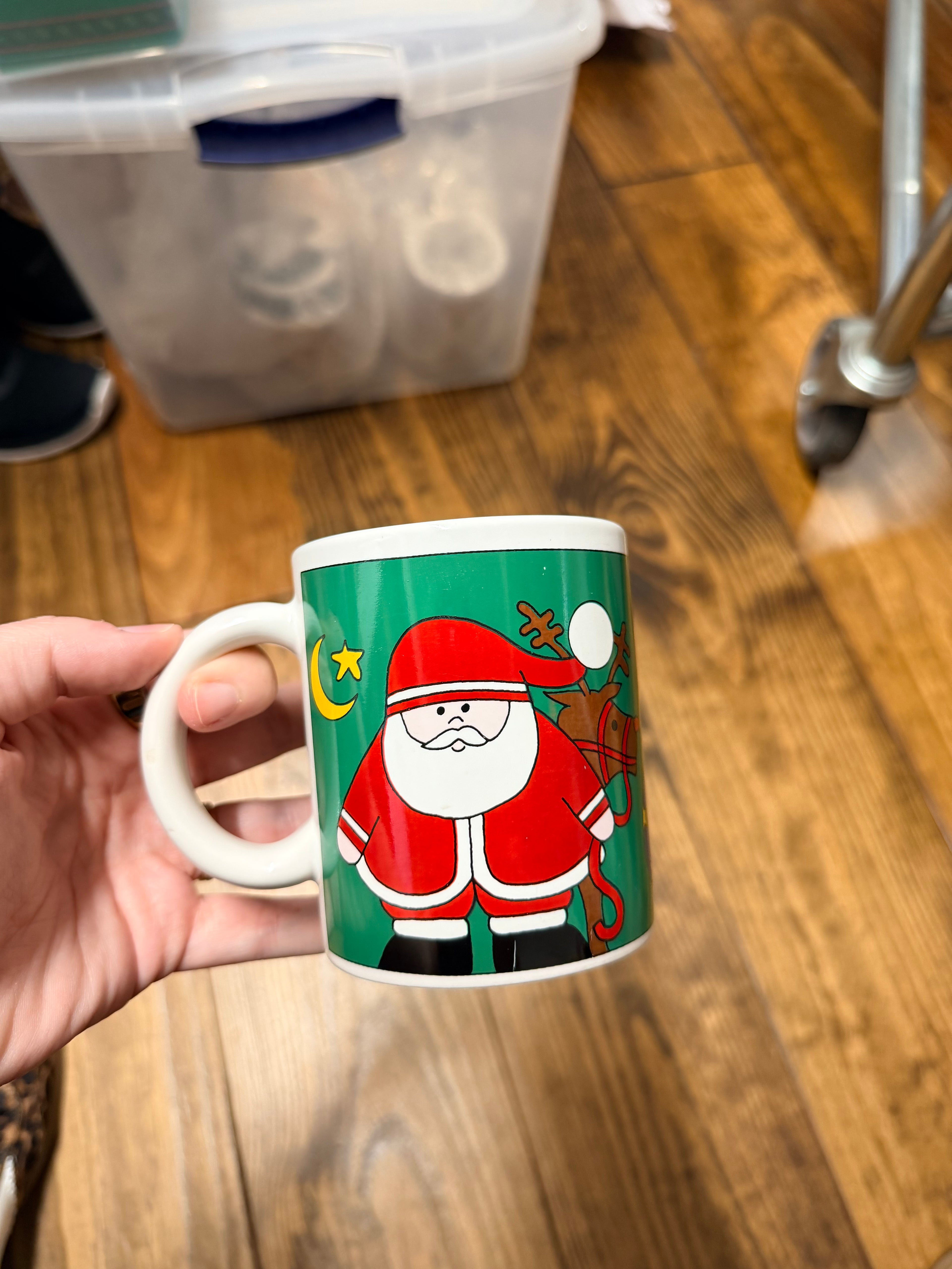 Retro Santa & Reindeer Christmas Mug