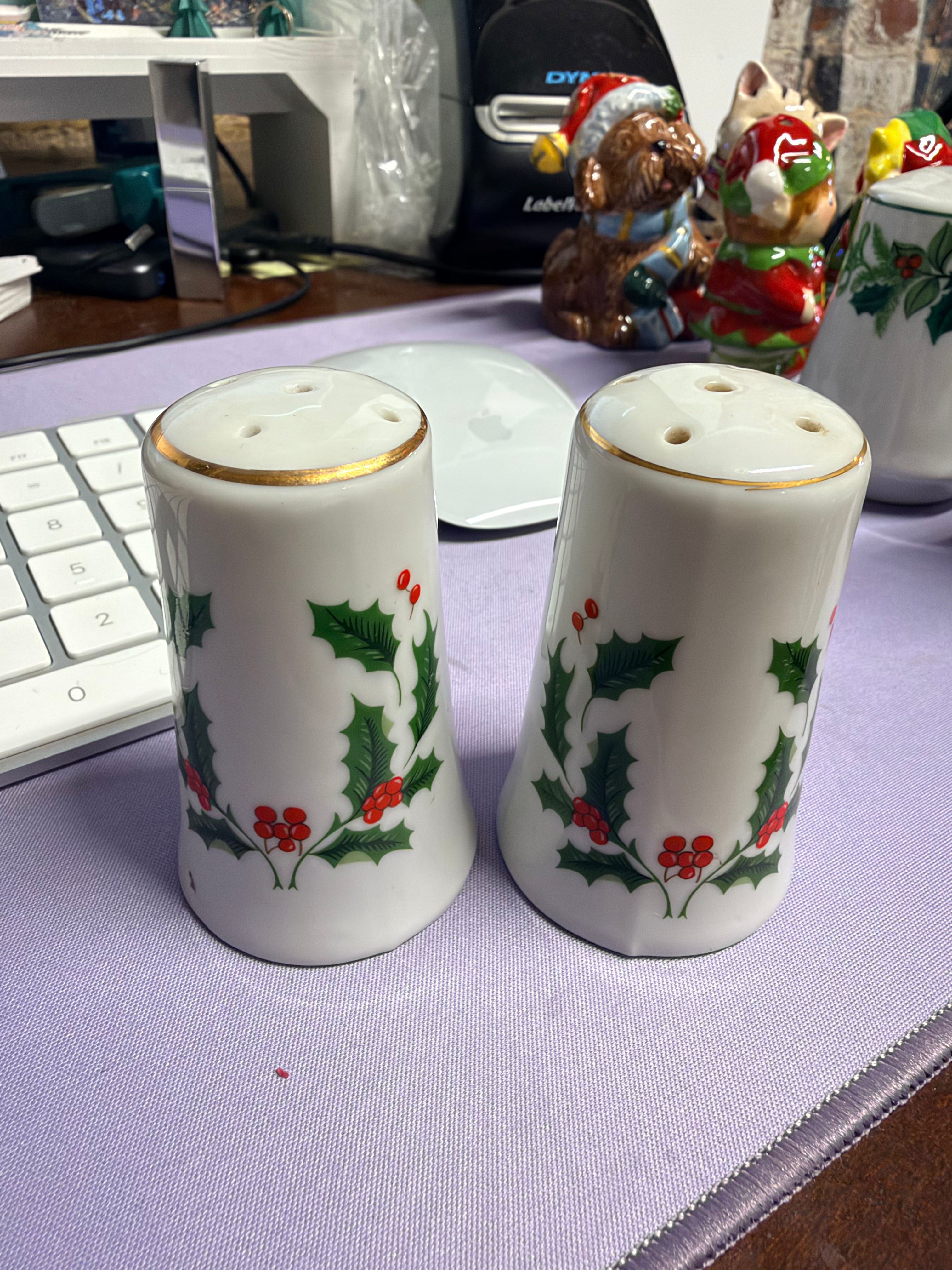 Vintage Japanese Holly & Berry Salt and Pepper Shakers