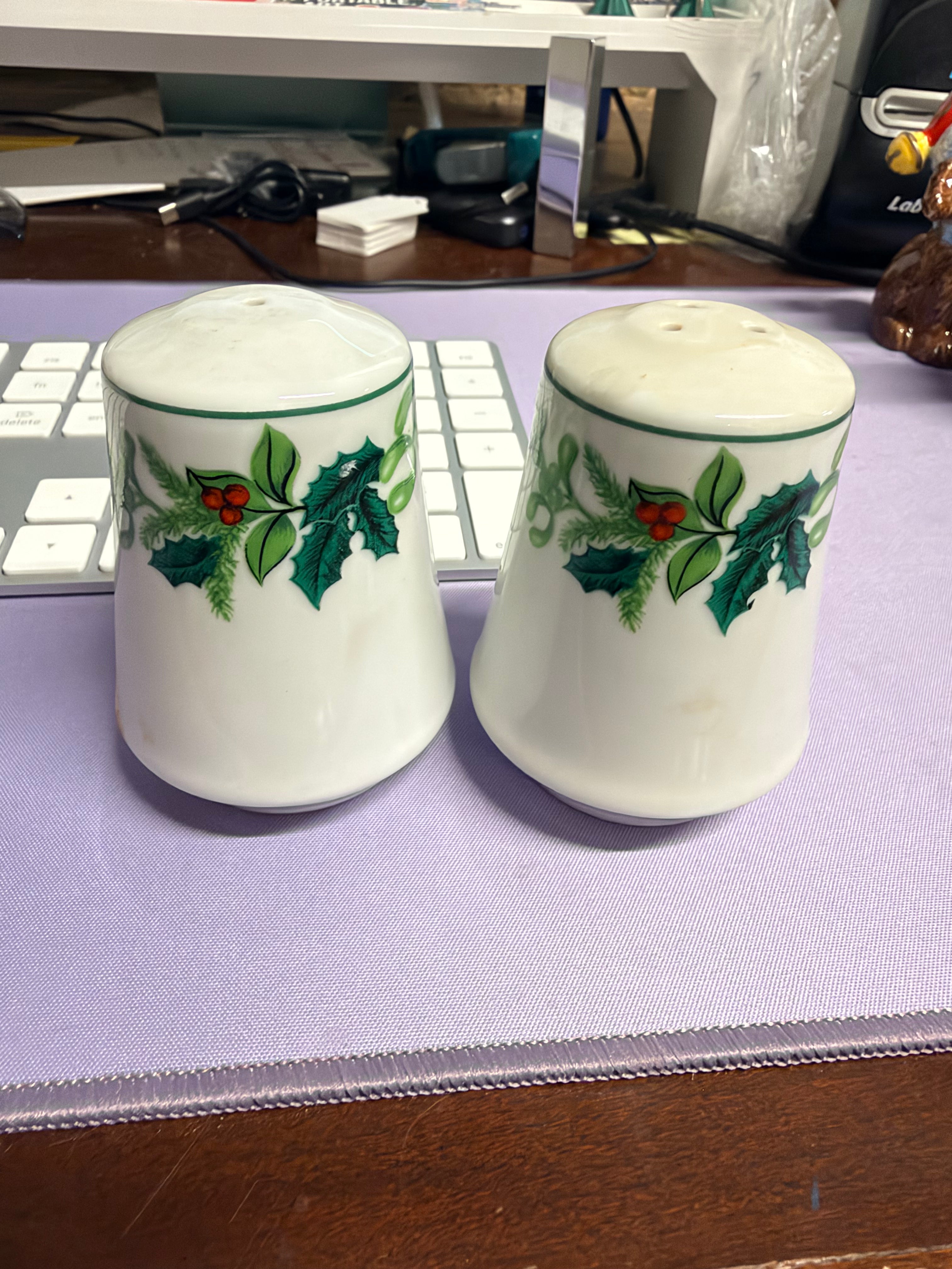 Christmas Holly & Greenery Salt and Pepper Shaker Set