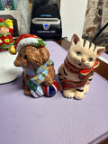 Christmas Puppy & Kitten Salt and Pepper Shakers