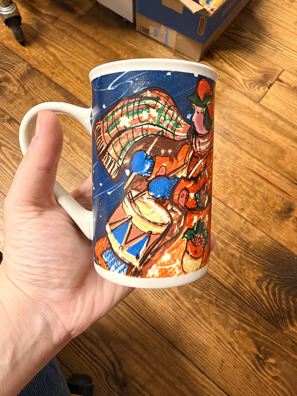 Vintage Illustrated Little Drummer Boy Christmas Mug
