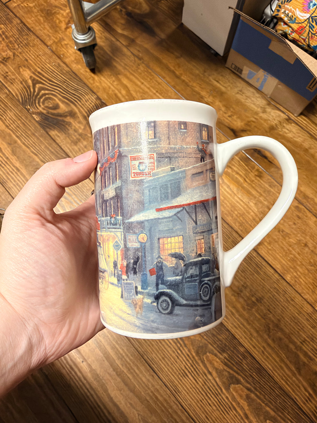Vintage 1990 Thomas Kinkade "Christmas on Main Street" Mug