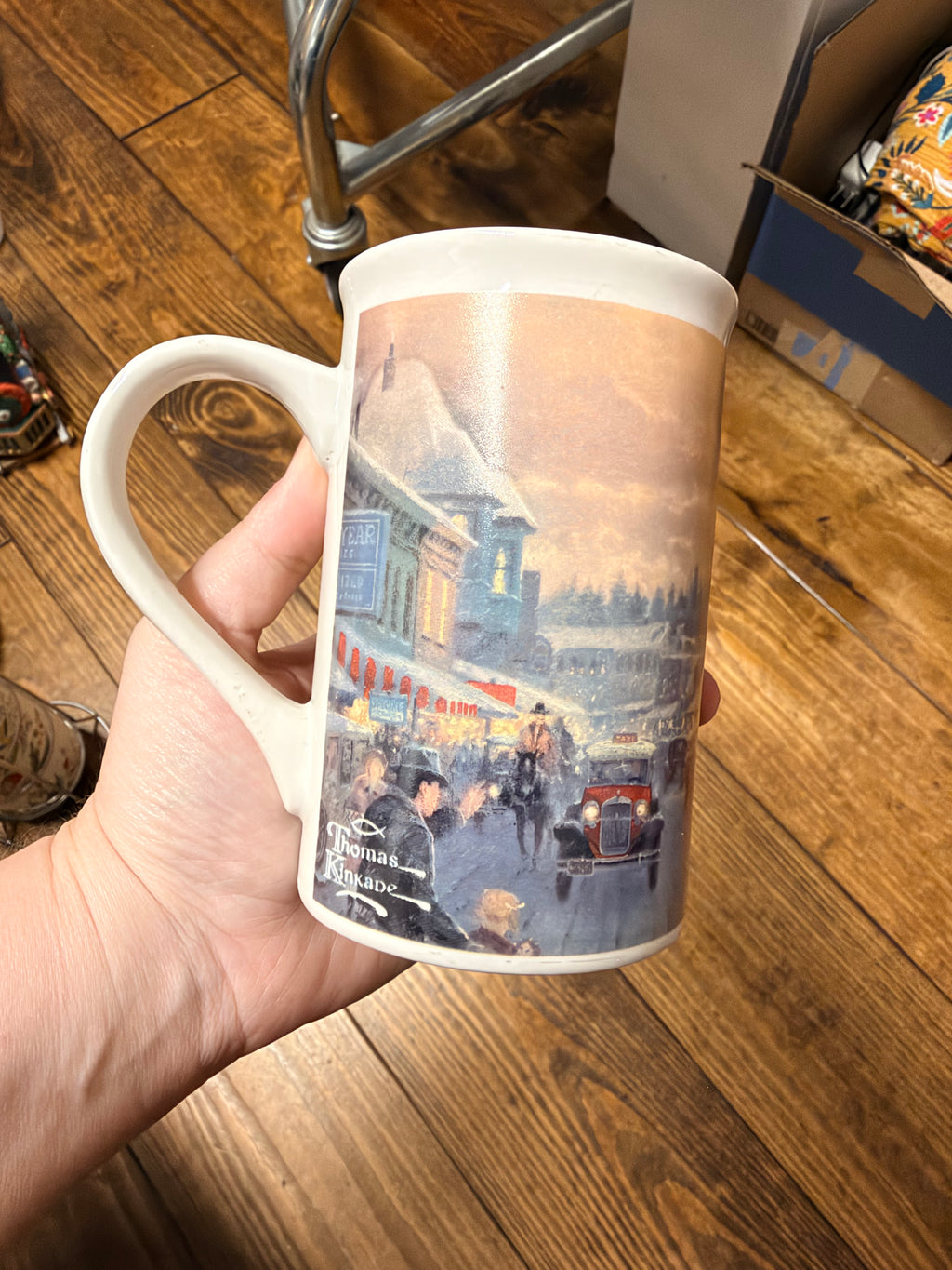 Vintage 1990 Thomas Kinkade "Christmas on Main Street" Mug