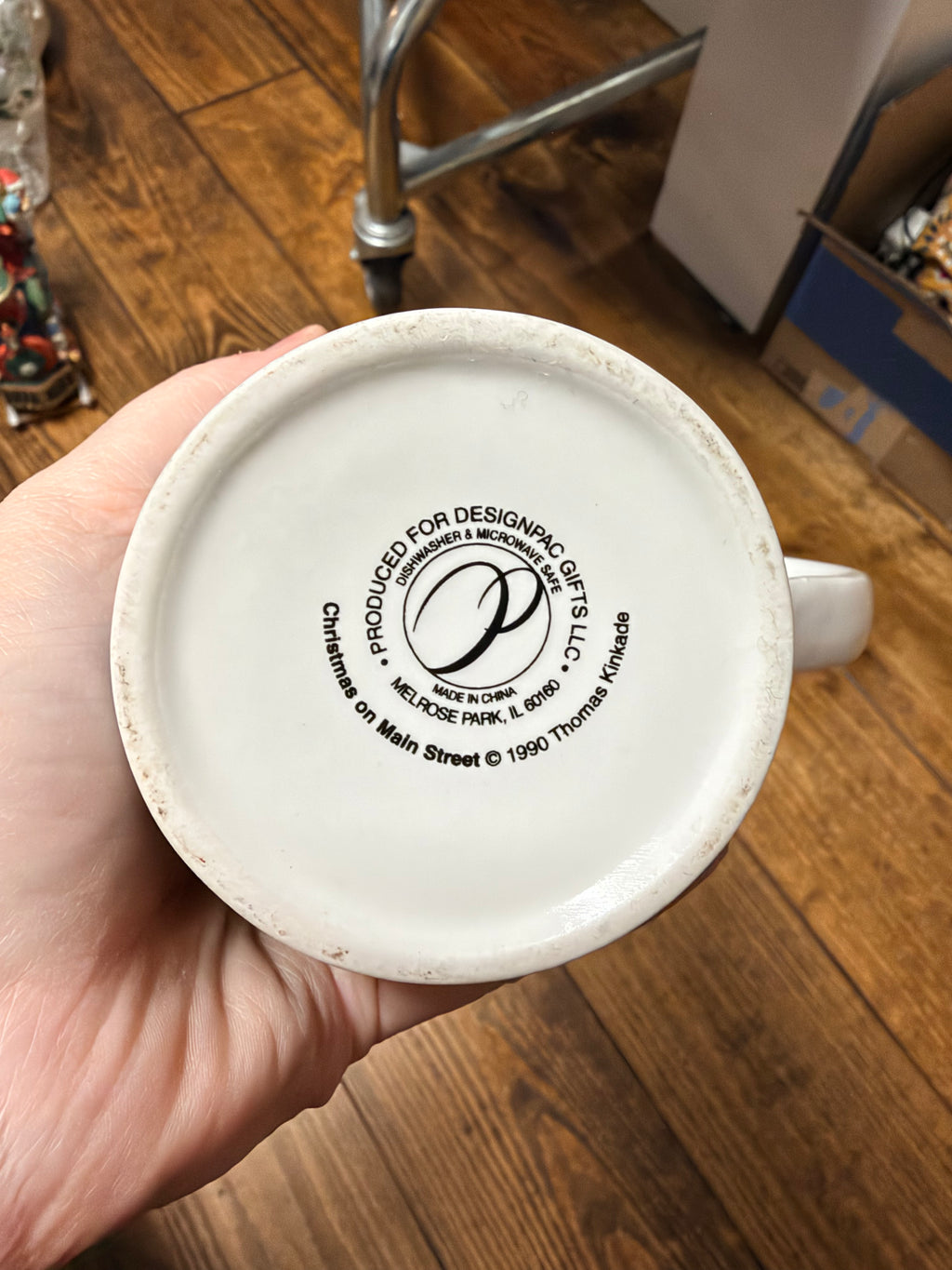 Vintage 1990 Thomas Kinkade "Christmas on Main Street" Mug