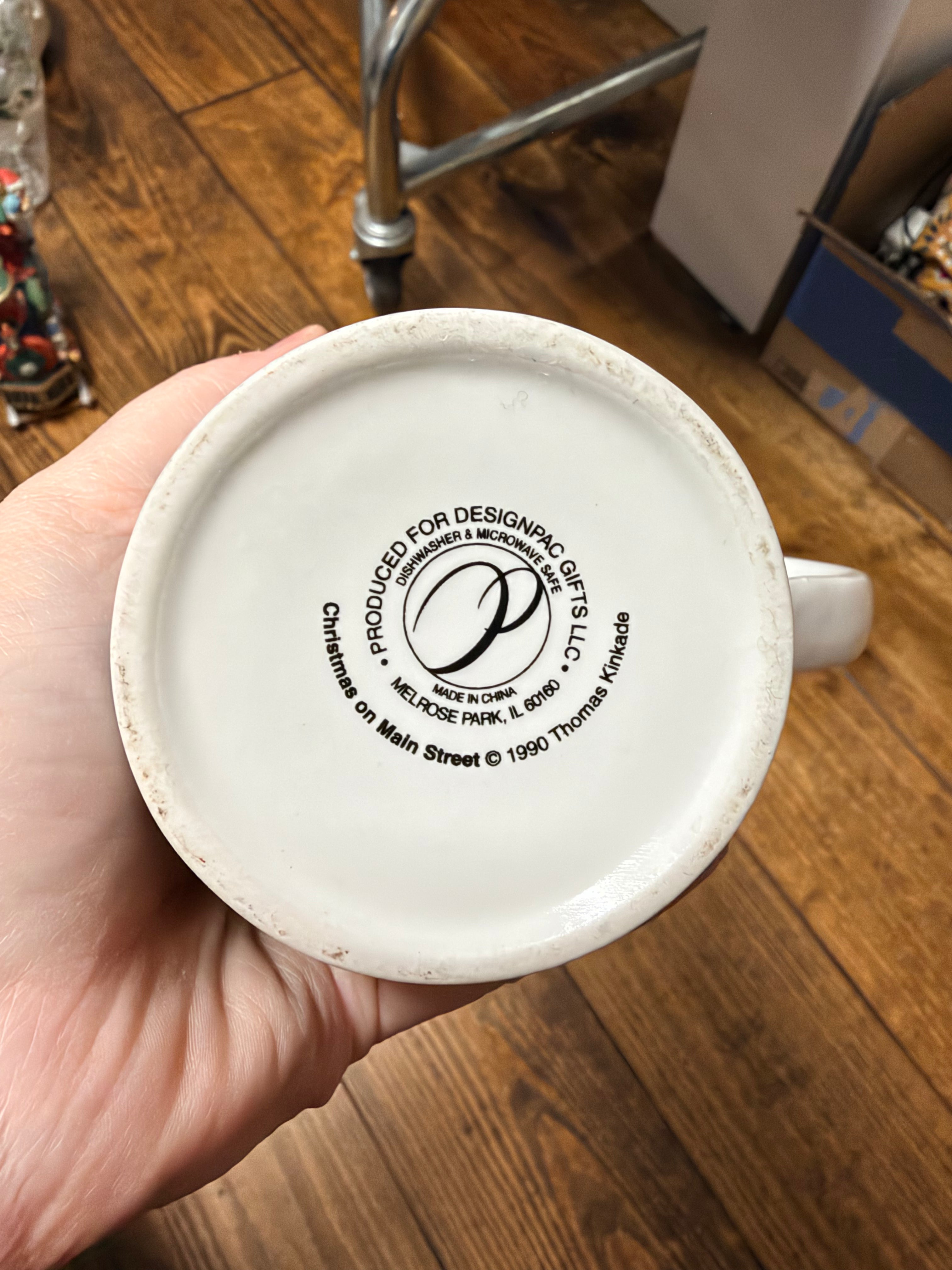 Vintage 1990 Thomas Kinkade "Christmas on Main Street" Mug