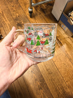 Vintage Clear Glass Christmas Village Mug