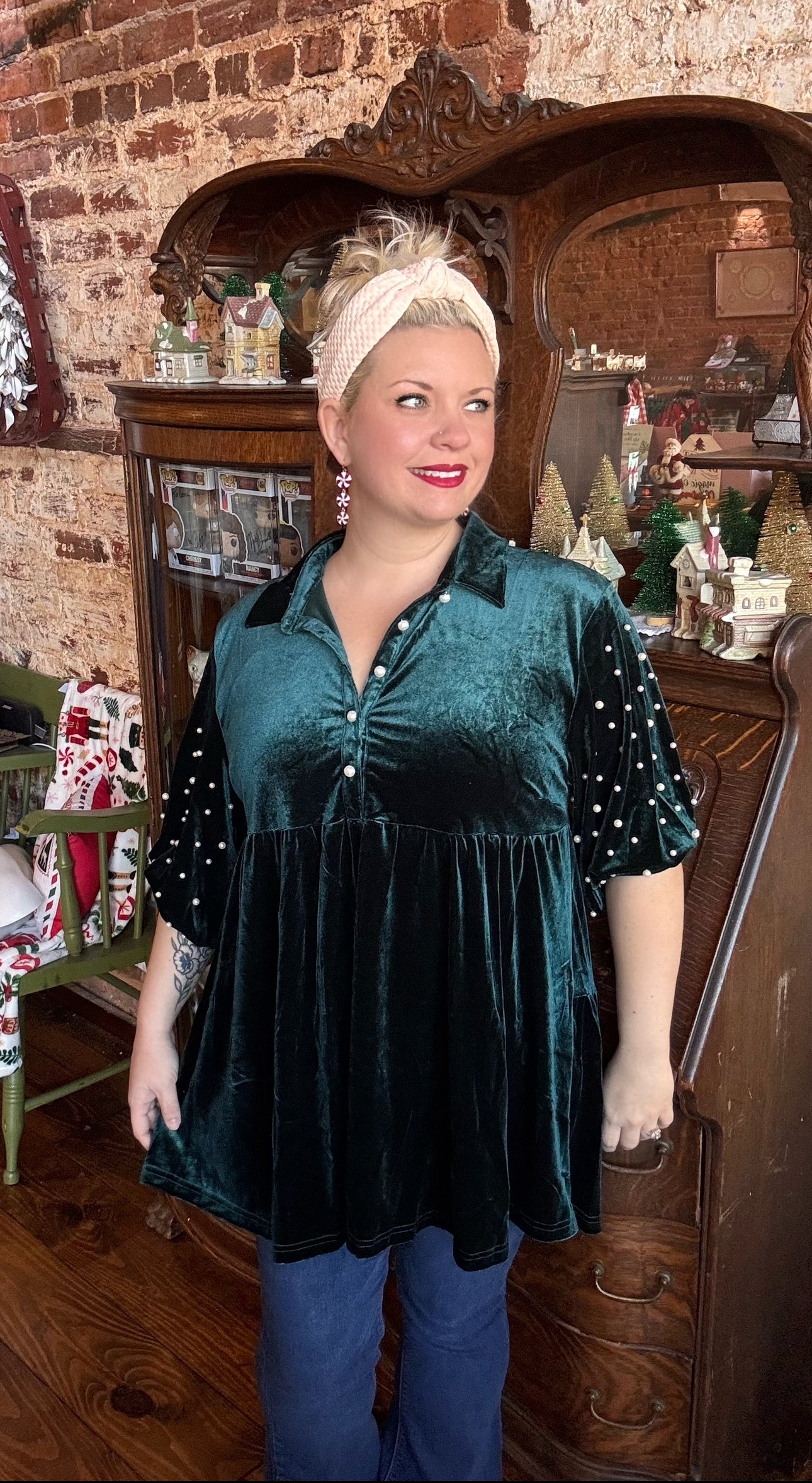 Velvet Pearl Tunic Blouse