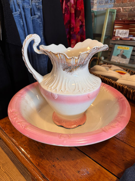 Pink and Gold Wash Basin Set